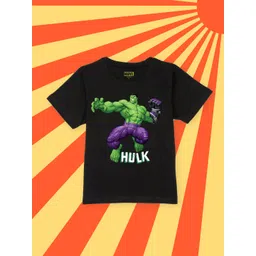 YK Marvel Boys Black Hulk Printed Pure Cotton T-shirt-picture-22