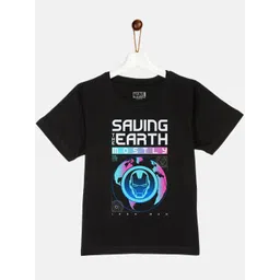 YK Marvel Boys Black Iron Man Typography Printed Pure Cotton T-shirt-image-33