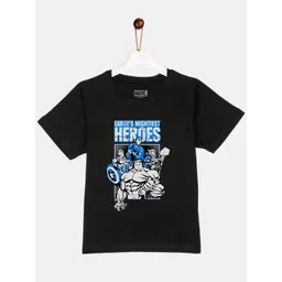 YK Marvel Boys Black Marvel Avengers Printed Pure Cotton T-shirt-picture-11
