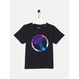 YK Marvel Boys Black Thor Printed Cotton Regular Fit T-shirt-picture-20