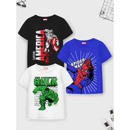 YK Marvel Boys Blue & White Set of 3 Printed T-shirt-picture-42