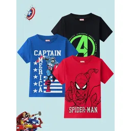 YK Marvel Boys pack of 3 Avengers Printed Applique T-shirt-picture-55