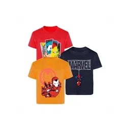 YK Marvel Boys Pack of 3 Captain Marvel Bio Finish Graphic Printed Cotton T-shirts-picture-51