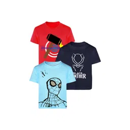 YK Marvel Boys Pack of 3 Iron Man & Spiderman Bio Finish Graphic Printed Cotton T-shirts-picture-43