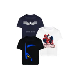 YK Marvel Boys Pack of 3 Iron Man & Spiderman Bio Finish Graphic Printed Cotton T-shirts-picture-45