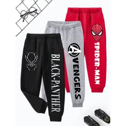 YK Marvel Boys Pack Of 3 Printed Mid-Rise Joggers image 1