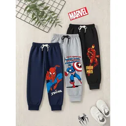 YK Marvel Boys Pack Of 3 Pure Cotton Mid-Rise Joggers-picture-25