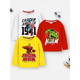 YK Marvel Boys Pack Of 3 Superhero Avengers Graphic Printed Cotton T-Shirts-picture-32