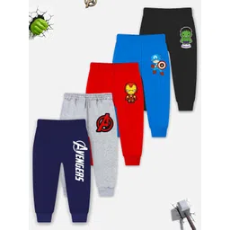 YK Marvel Boys Pack Of 5 Printed Cotton Mid-Rise Joggers-picture-44