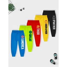 YK Marvel Boys Pack Of 5 Typography Printed Pure Cotton Joggers-picture-44