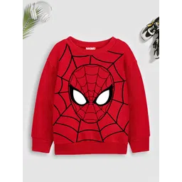 yk marvel Boys Red Glitter Spiderman Printed Sweatshirt-picture-18