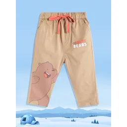 YK Warner Bros Boys Camel Brown & White Pure Cotton We Bare Bears Print Trousers-picture-27