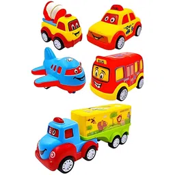 YK X Kids Mandi Set Of 5 Car Truck Bus Aeroplane Printed Toy Vehicles-picture-33