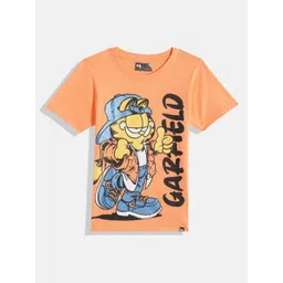 YK X Minute Mirth Boys Garfield Printed Pure Cotton T-shirt-image-41