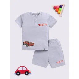 YK X Minute Mirth Boys Hot Wheels Printed T-shirt with Shorts-image-37