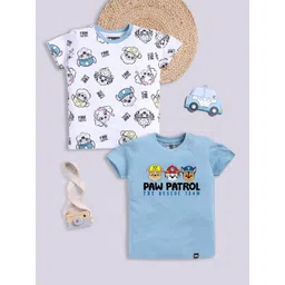 YK X Minute Mirth Boys Pack of 2 Paw Patrol Printed Pure Cotton T-shirts-picture-37