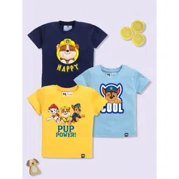 YK X Minute Mirth Boys Pack Of 3 Assorted Paw Patrol Printed Pure Cotton T-shirts-picture-20