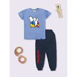 YK X Minute Mirth Boys Peanuts Printed Pure Cotton T-shirt With Joggers-picture-30