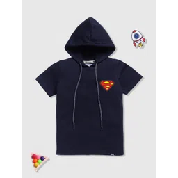 YK X Minute Mirth Boys Superman Graphic Printed Hooded T-shirt-picture-30