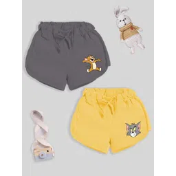 YK X Minute Mirth Girls Assorted Pack of 2 Printed Pure Cotton Shorts-picture-51