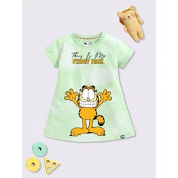 YK X Minute Mirth Girls Cotton Garfield Printed A-Line Dress-picture-22