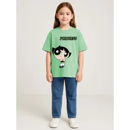 YK X Minute Mirth Girls Powerpuff Girls Printed Drop-Shoulder Sleeves Pure Cotton T-Shirt-picture-27
