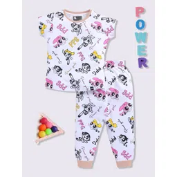 YK X Minute Mirth Girls Powerpuff Girls Printed Pure Cotton T-shirt With Joggers-picture-19