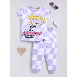 YK X Minute Mirth Girls Pure Cotton Powerpuff Girls Printed T-shirt with Joggers-picture-32