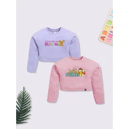 YK X Minute Mirth Girls Set of 2 Printed Crop Sweatshirts-picture-34