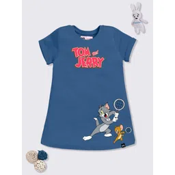 YK X Minute Mirth Girls Tom and Jerry Printed Cotton A-Line Dress-picture-44