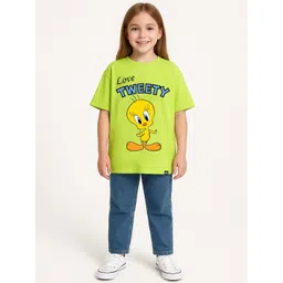 YK X Minute Mirth Girls Tweety Printed Drop-Shoulder Sleeves Pure Cotton T-Shirt-picture-44