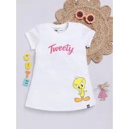 YK X Minute Mirth Girls Tweety Printed Pure Cotton T-shirt Dress-picture-55