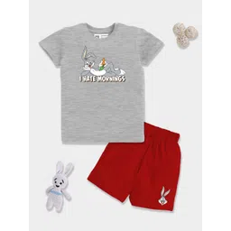YK X Minute Mirth Infant Boys Bugs Bunny Printed Pure Cotton T-shirt with Shorts-picture-43