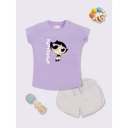 YK X Minute Mirth Infant Girls Powerpuff G Printed Pure Cotton T-Shirt with Shorts-picture-30