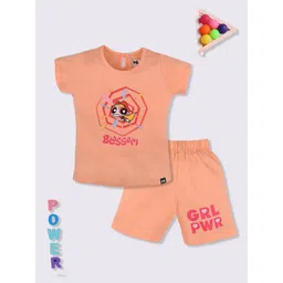 YK X Minute Mirth Infant Girls Powerpuff Girls Printed Pure Cotton T-shirt with Shorts-picture-22