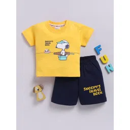 YK X Tinyo Boys Snoopy Printed Pure Cotton T-shirt with Shorts-picture-32