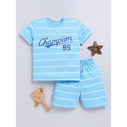 YK X Tinyo Boys Striped Typography Printed T-shirt & Shorts-picture-22