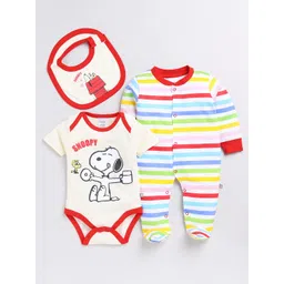 YK X Tinyo Infant Boys Snoopy Printed Pure Cotton Bodysuit with Striped Sleepsuit-picture-21