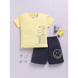YK X Tinyo Infant Boys Typography Printed Pure Cotton T-shirt with Shorts-picture-19
