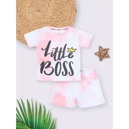 YK X Tinyo Infant Boys Typography Printed Pure Cotton T-shirt with Shorts-picture-17