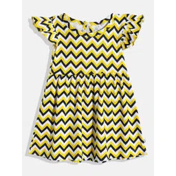 YK X Tinyo Infant Girls Printed Flutter Sleeves Fit & Flare Dress-picture-49