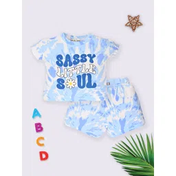 YK X Tinyo Infant Girls Typography Printed Pure Cotton T-shirt with Shorts-picture-14