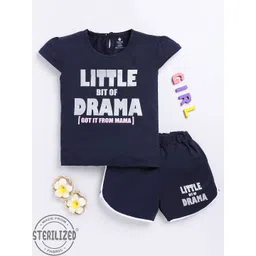 YK X Tinyo Infant Girls Typography Printed Pure Cotton Top with Shorts-picture-23