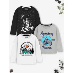 YK X Trampoline Boys Pack of 3 Graphic Printed Cotton Tshirts-picture-20