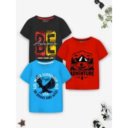 YK X Trampoline Boys Pack of 3 Graphic Printed Round Neck T-shirts-picture-23