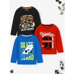 YK X Trampoline Boys Pack of 3 Graphic Printed Round Neck T-shirts-picture-57