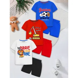 YK X Trampoline Boys Pack Of 3 Graphic Printed T-Shirts With Shorts-picture-26