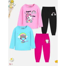 YK X Trampoline Girls Pack Of 2 Graphic Printed Night suits-picture-29