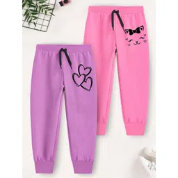 YK X Trampoline Girls Pack Of 2 Graphic Printed Regular Fit Cotton Joggers-picture-25