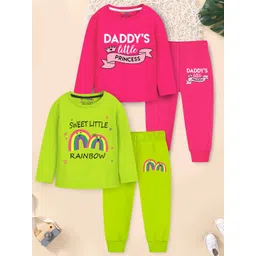 YK X Trampoline Girls Pack Of 2 Graphic Printed T-shirt With Jogger Clothing Set-picture-36